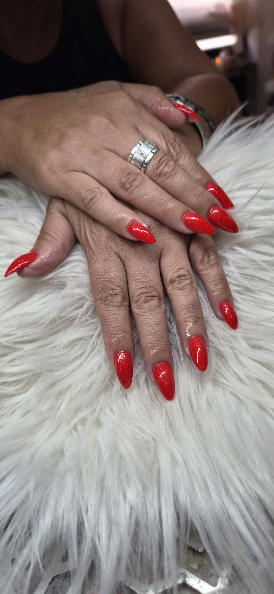 Classic glossy red nails by Knockout Nails by Bernice