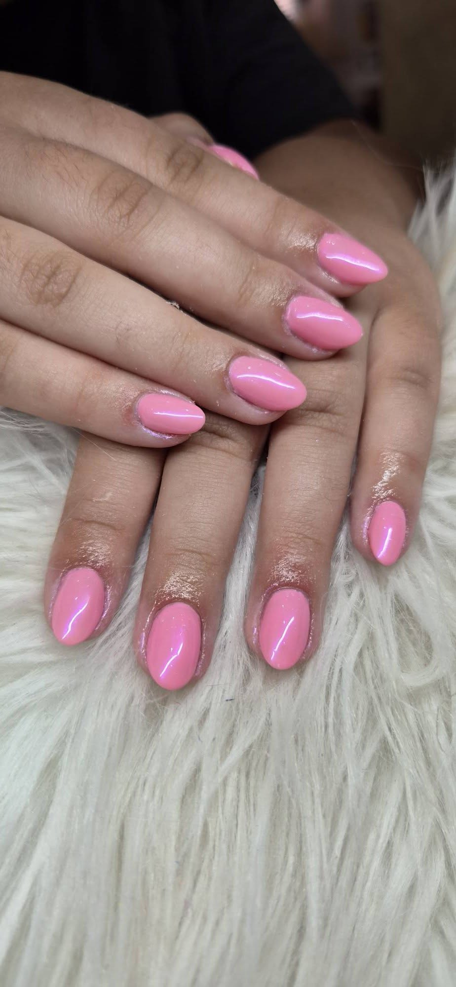 Soft pink gel manicure with glossy finish